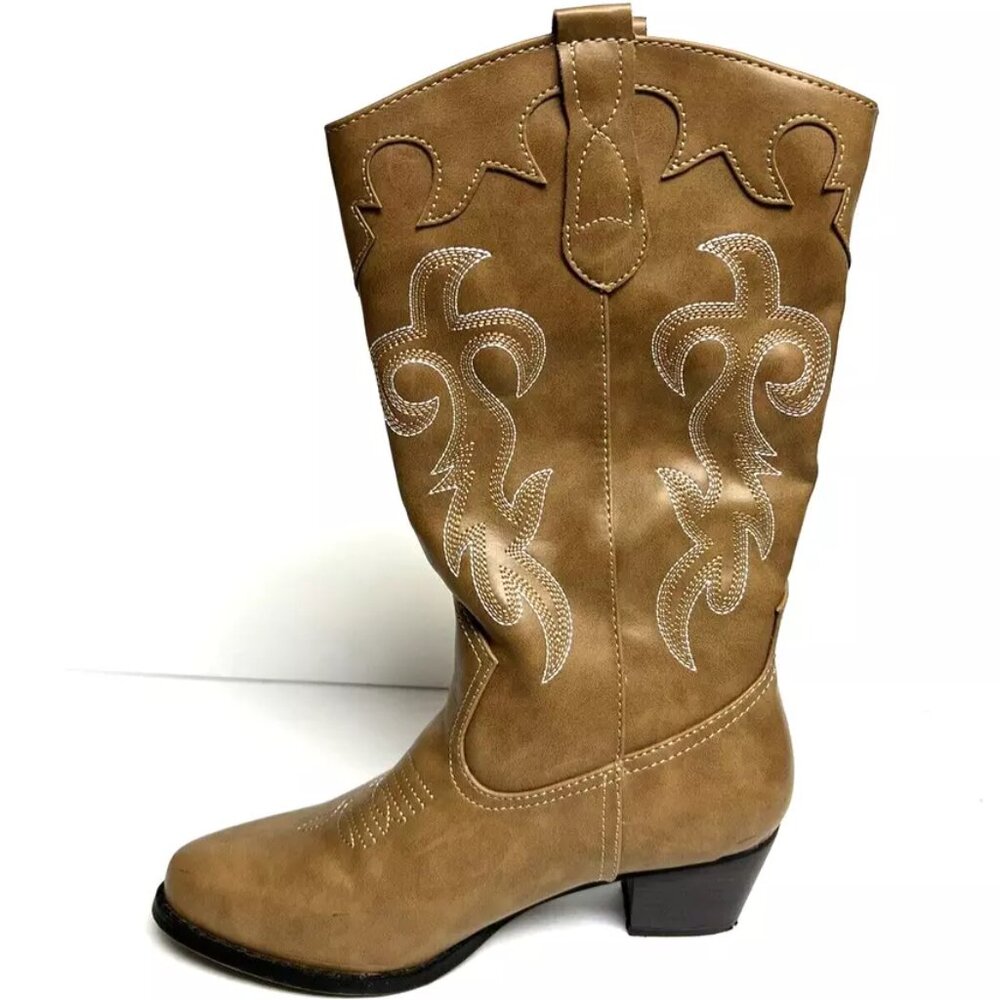 Canyon Trails Womens Classic Embroided Western Boot Tan Size 9 M